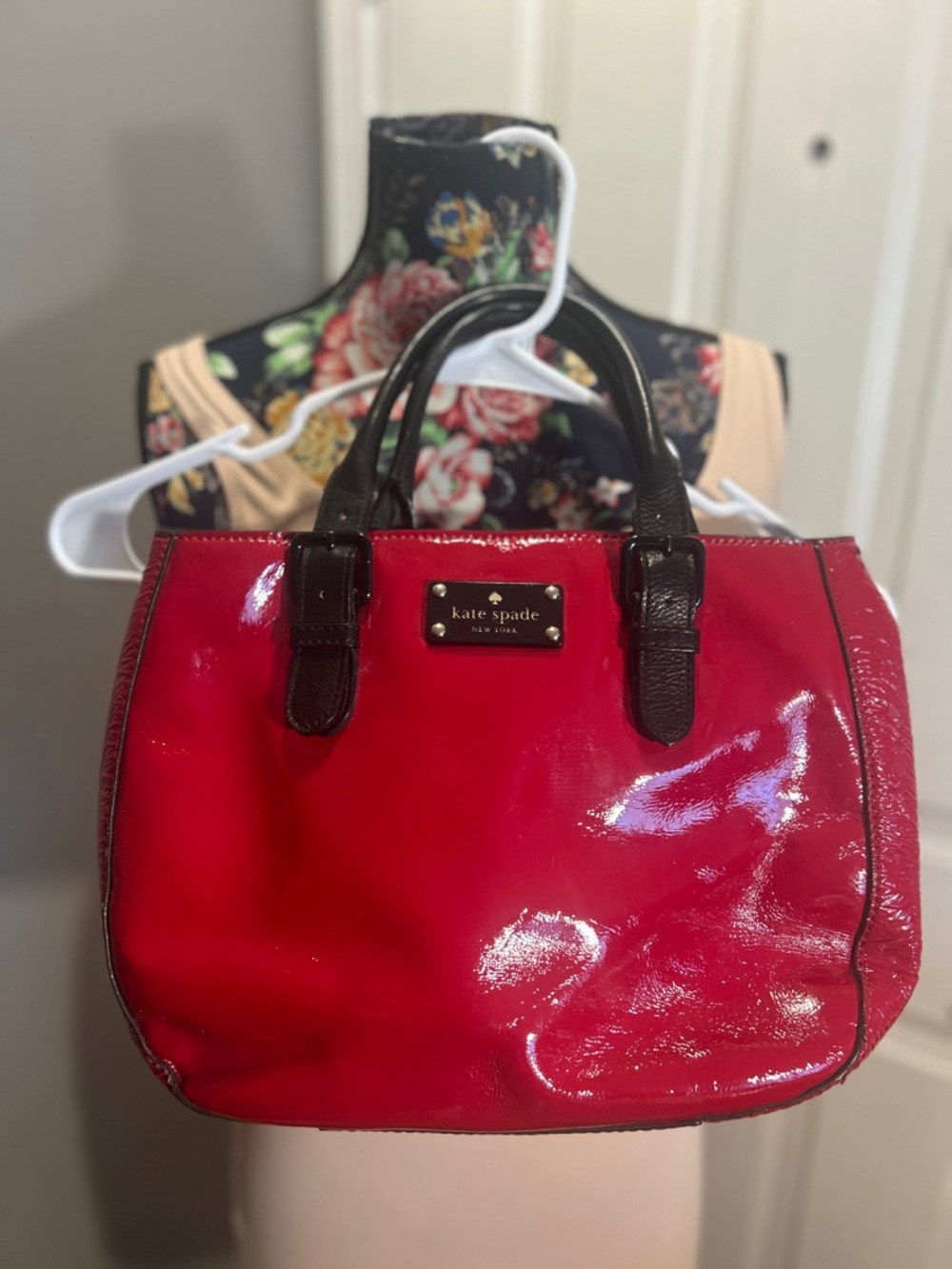 Kate Spade Red Patent Leather Satchel Handbag CA57710 Sylvie Tote Bag No Strap